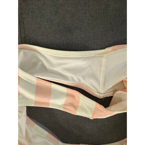 Solid & Striped Pink/White Striped Twist Front 2 Piece Swim Bikini Set Medium - Picture 7 of 7